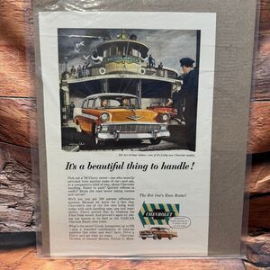 Chevrolet Bel Air 2-Door Sedan Original Magazine Ad 1956 Orange White Car